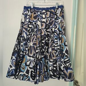 Focus Floral Skirt in Blue, Black, and White
